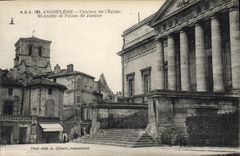 Vintage Postcard Law courts Bell-tower of the church St Andre
