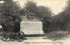 Postal Militaria Guerra de 1870 Verdun Monumento de la Defensa 1870 y los cañones de honor