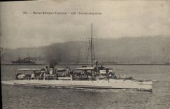 Vintage Postcard Warship Arc Against Destroyer