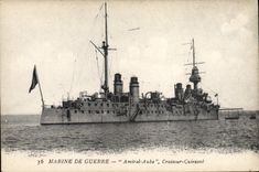 Vintage Postcard Warship Admiral Aube Cruiser Armours