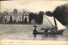Vintage Postcard Prefecture Annecy Boat
