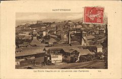 CPA Mine Mines Saint Etienne Le puits Chatelus et quarier des Capucins