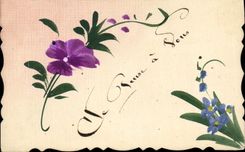 CPA Fantaisie (dessin a la main) Fleurs 