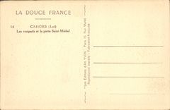 Postal Castillo Cahors las defensas y la puerta Saint Michel