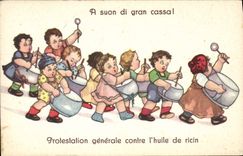 CPA Fantaisie Enfant Pot Mobilisation generale contre l'huile de ricin 