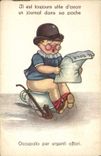 CPA Fantaisie Enfant Pot Il est toujours utile d'avoir un journal dans sa poche 