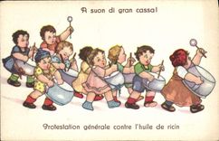 CPA Fantaisie Enfant Pot Mobilisation generale contre l'huile de ricin 