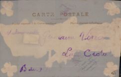 Vintage Postcard transparent Chart Flowers Clown Clover Guitar Poisson