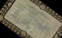 Vintage Postcard transparent Chart Flowers Boat