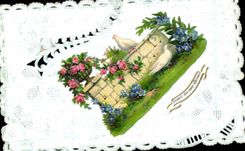 CPA Fantaisie Fleurs Colombe