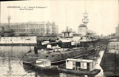 Vintage Postcard Warship Cherbourg the admiral Trehoaurt in the arsenal