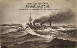 CPA Bateau de Guerre Amiral Charnier Croiseur Cuirasse de 1er rang 