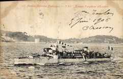 Vintage Postcard Warship Arc Against Destroyer of squadron