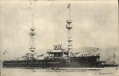 CPA Bateau de Guerre Amiral Baudin Cuirasse a tourelles
