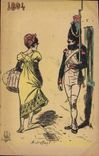 Vintage Postcard Militaria 1804 Formerly Woman