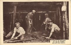 CPA Mine Mines Mineurs Abattage du charbon dans une veine moyenne