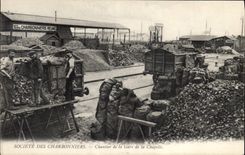 CPA Mine Mines Societe des Charbonniers Chantier de la Gare de la Chapelle Train