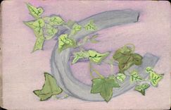 CPA Fantaisie (dessin a la main) Fleurs Fer a cheval