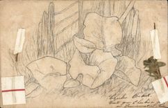 CPA Fantaisie (dessin a la main) Fleurs