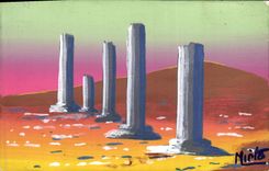 Vintage Postcard Fantasy (drawing has the hand) Mirto Columns