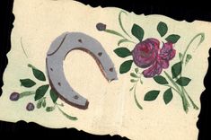CPA Fantaisie (dessin a la main) Fleurs Fer a cheval