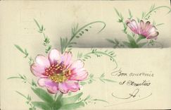 CPA Fantaisie (dessin a la main) Fleurs