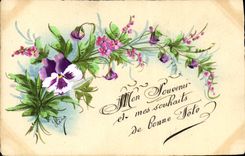 CPA Fantaisie (dessin a la main) Fleurs