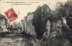 Vintage Postcard Castle Ruins of Montaiguillon leaning towers close Holy Villiers Georges