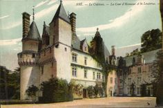 Vintage Postcard Worn Castle main courtyard and the lantern