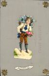 Vintage Postcard Fantasy transparent Chart Flowers Child