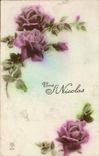 Vintage Postcard Fantasy St Nicolas Flowers