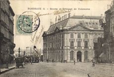 Vintage Postcard Bordeaux Stock Exchange and Bankruptcy court Tram
