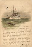 Vintage Postcard Warship Cruiser armours Type Admiral Charnier Latouche Chanzy Treville