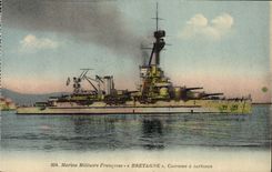 Vintage Postcard Warship Brittany Cuirasse has turbines