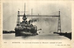 Vintage Postcard Warship Bizerte Tunisia armours It squadron the Grooving plane entering to the port