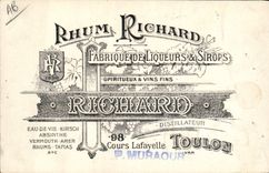 CPA Bateau de Guerre Le Bouvet Cuirasse a tourelles Publicite Rhum Richard Cours Lafayette Toulon Alcool