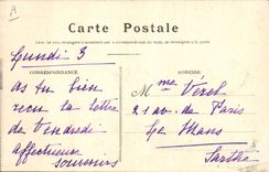 Vintage Postcard Warship Cherbourg against destroyer Ram entering to the Basin commercial