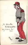 Vintage Postcard Militaria I serche the minister do not come there Revue