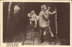 Vintage Postcard Mines Mines Minors Demolition of coal in a large vein