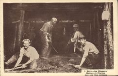 CPA Mine Mines Mineurs Abattage de charbon dans une veine moyenne