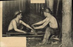 CPA Mine Mines Au Pays Noir Le forage a la main