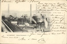 Vintage Postcard Mines Mines Creusot Hauts-fourneaux