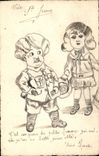 CPA Fantaisie Enfants (dessin a la main) 