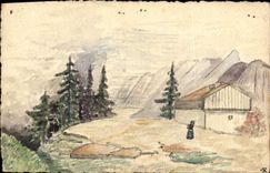 CPA Fantaisie Paysage (dessin a la main) 