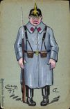 CPA Fantaisie Soldat Militaria (dessin a la main) 