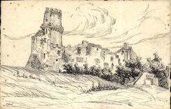 CPA Fantaisie Chateau (dessin a la main) 