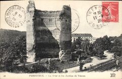 Vintage Postcard Périgueux Castle the tower and gardens of Vesone