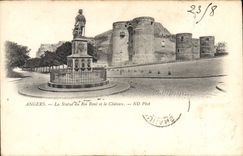 Vintage Postcard Angers Castle the statue of king Rene and the castle