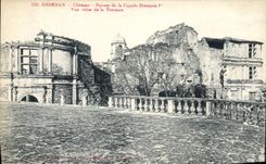 Vintage Postcard Castle Grignan Ruins of the frontage François 1st Sight taken of the terrace