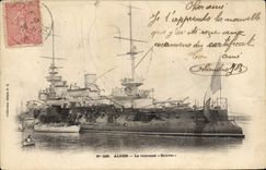 Vintage Postcard Warship Algiers the Armor Grooving plane